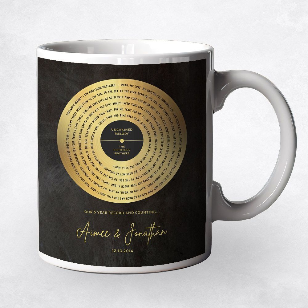 Iron Our Song Lyrics Record Label 6th Anniversary Coffee Mug Gift for Couple M-1587