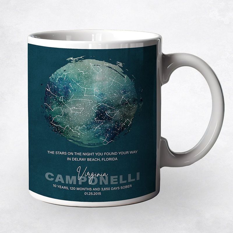 #1 Best Seller - Sobriety Star Map The Night Tou  Found Your Way Recovery Coffee Mug Gift for Recovering Alcoholic M-2169