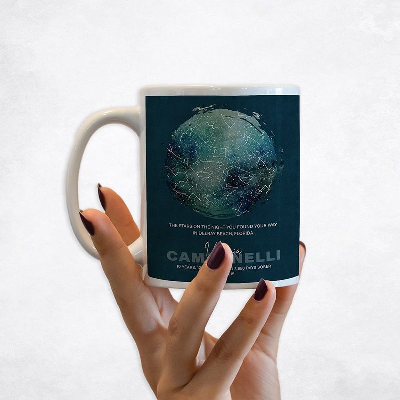 #1 Best Seller - Sobriety Star Map The Night Tou  Found Your Way Recovery Coffee Mug Gift for Recovering Alcoholic M-2169