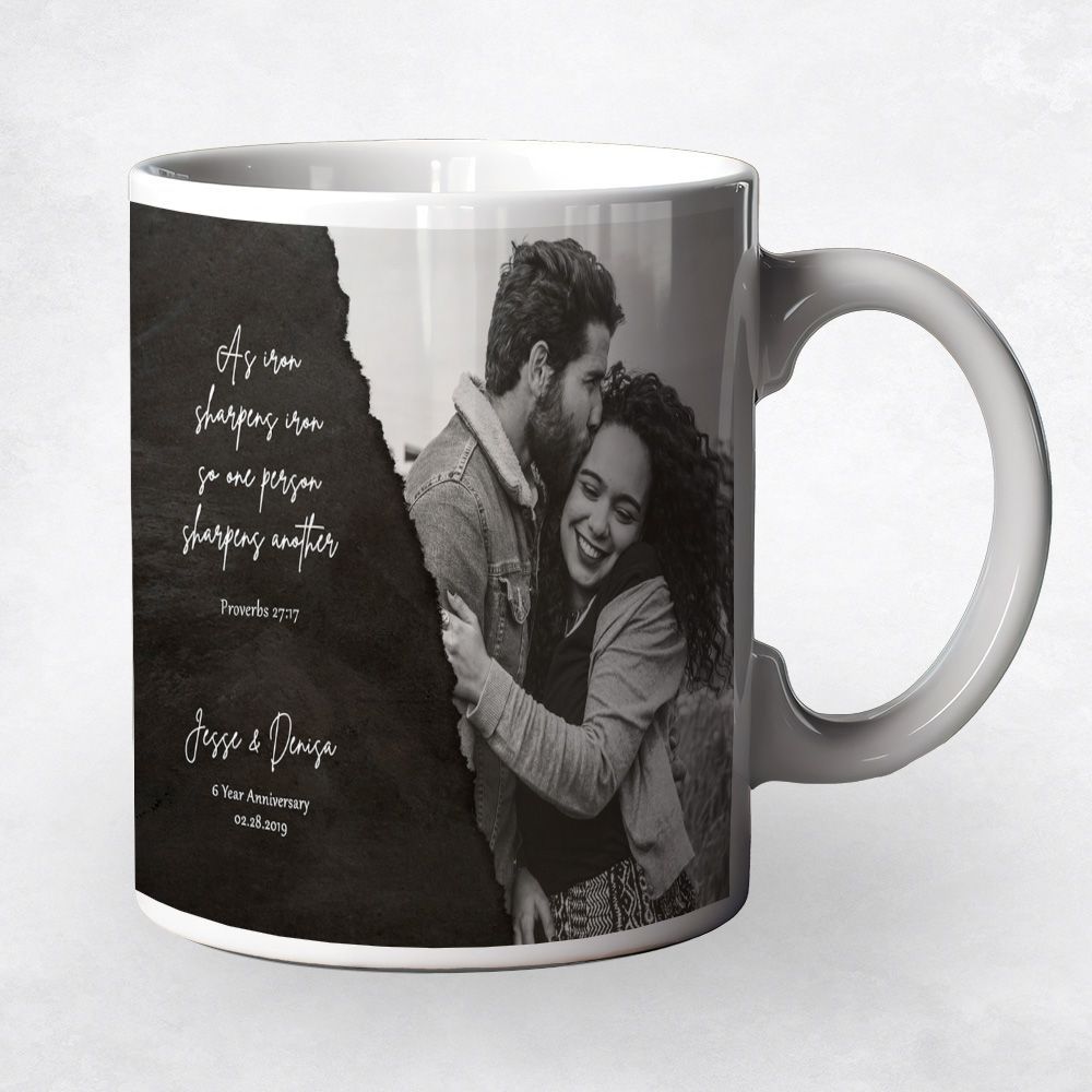 Iron Wedding Photo and Vows 6th Anniversary Coffee Mug Gift for Couple M-2159