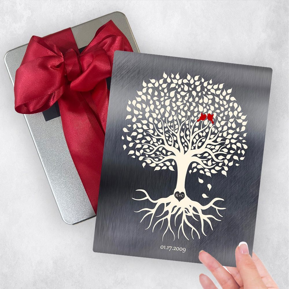 #1 Best Seller - Tin White Tree with Roots 10th Anniversary Gift Delivery Box Gift for Couple TOY-1210