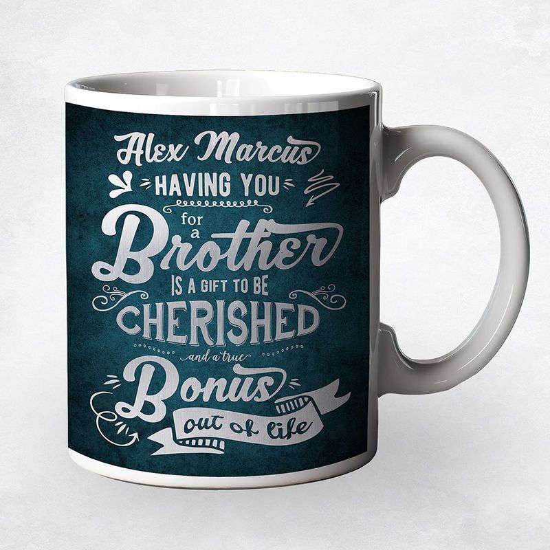 A Brother is a Bonus Out of Life Typography Birthday Coffee Mug Gift for Brother M-2148