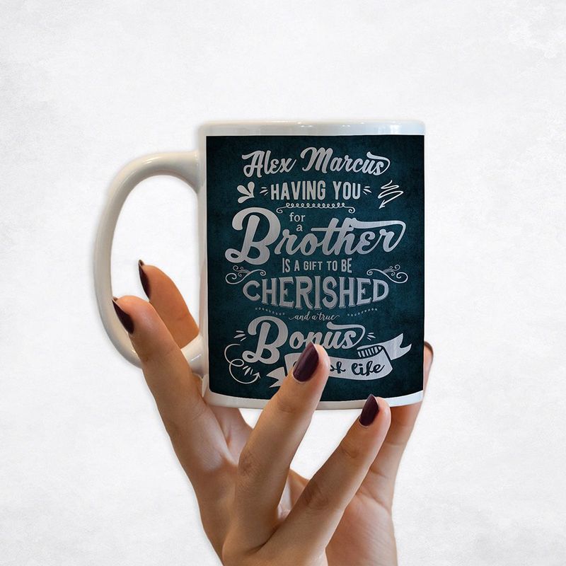 A Brother is a Bonus Out of Life Typography Birthday Coffee Mug Gift for Brother M-2148