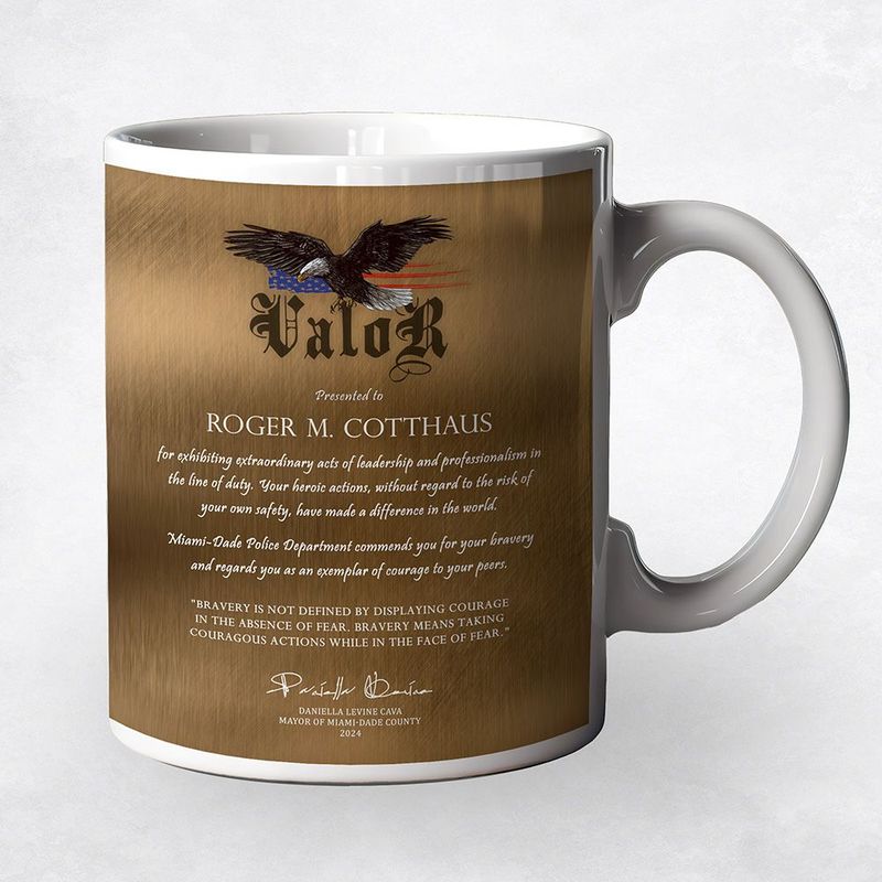 Bronze Award of Valor for Bravery Recognition Coffee Mug Gift for Police M-2129