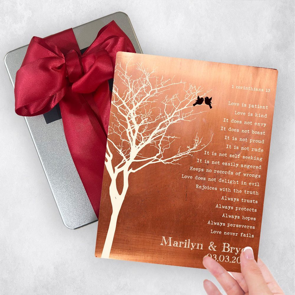 Copper White Branchy Tree 7th Anniversary Gift Delivery Box Gift for Couple TOY-1305