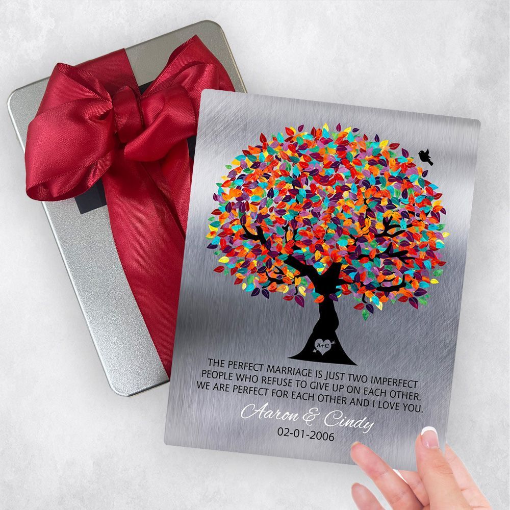 Tin Colorful Spring Tree 10th Anniversary Gift Delivery Box Gift for Couple TOY-1208