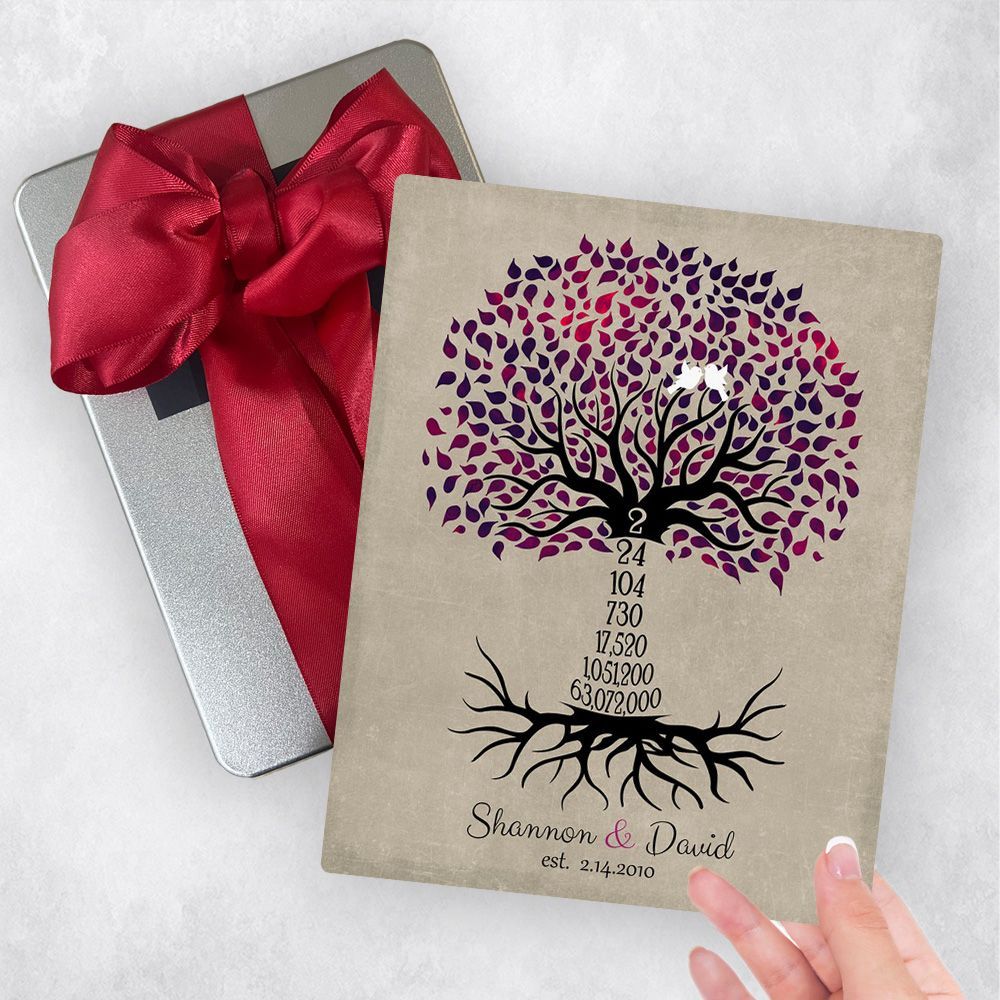 Purple Countdown Tree 2nd Anniversary Gift Delivery Box Gift for Couple TOY-1431