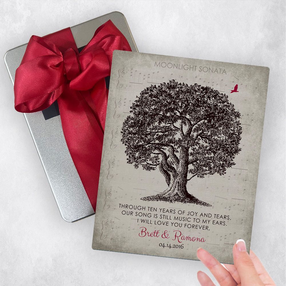 Oak Tree and Sheet Music 10th Anniversary Gift Delivery Box Gift for Couple TOY-1331