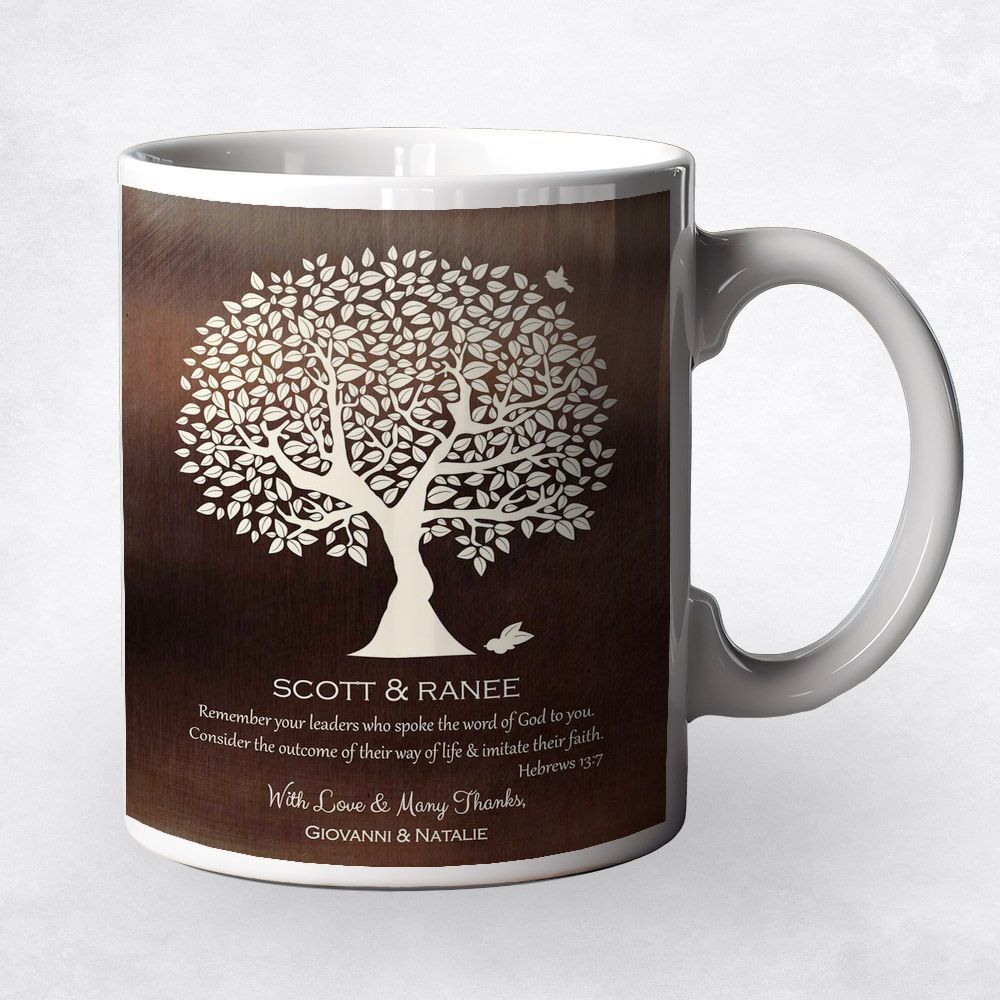 Bronze Tree Silhouette Leadership Appreciation Coffee Mug Gift for Mentor M-1495