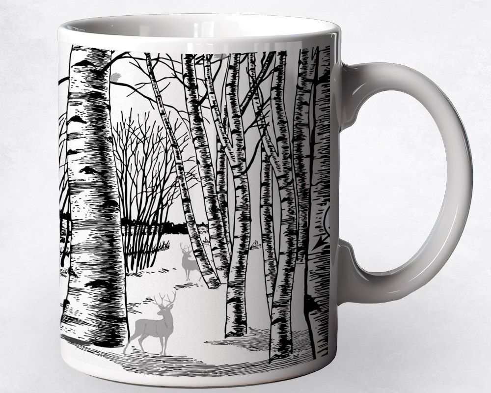 #1 Best Seller - White Winter Forest Anniversary Coffee Mug Gift for Couple M-1802
