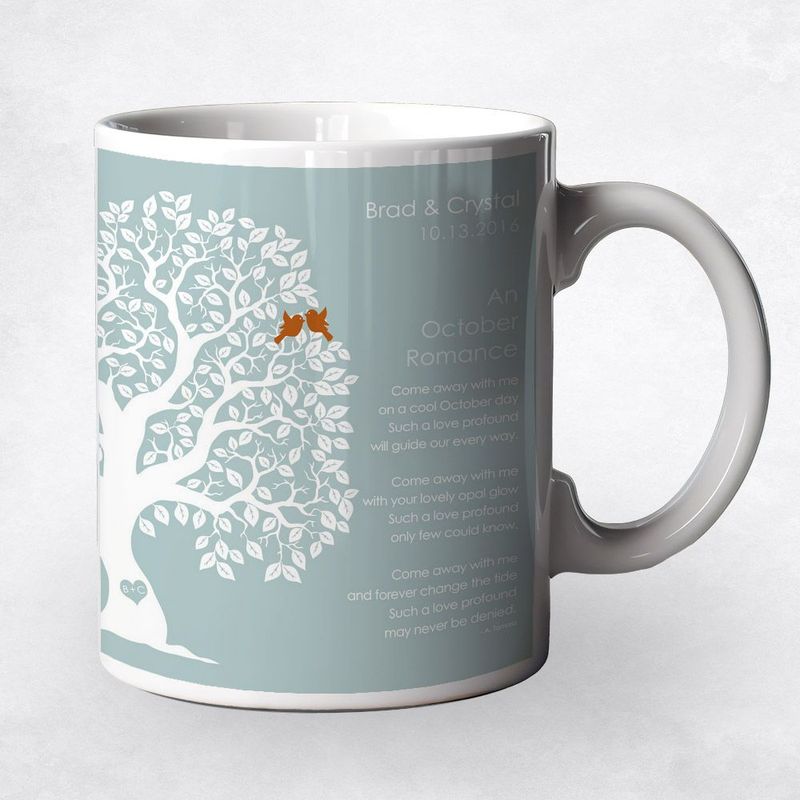 Half Artful Tree Engagement Coffee Mug Gift for Couple M-1710