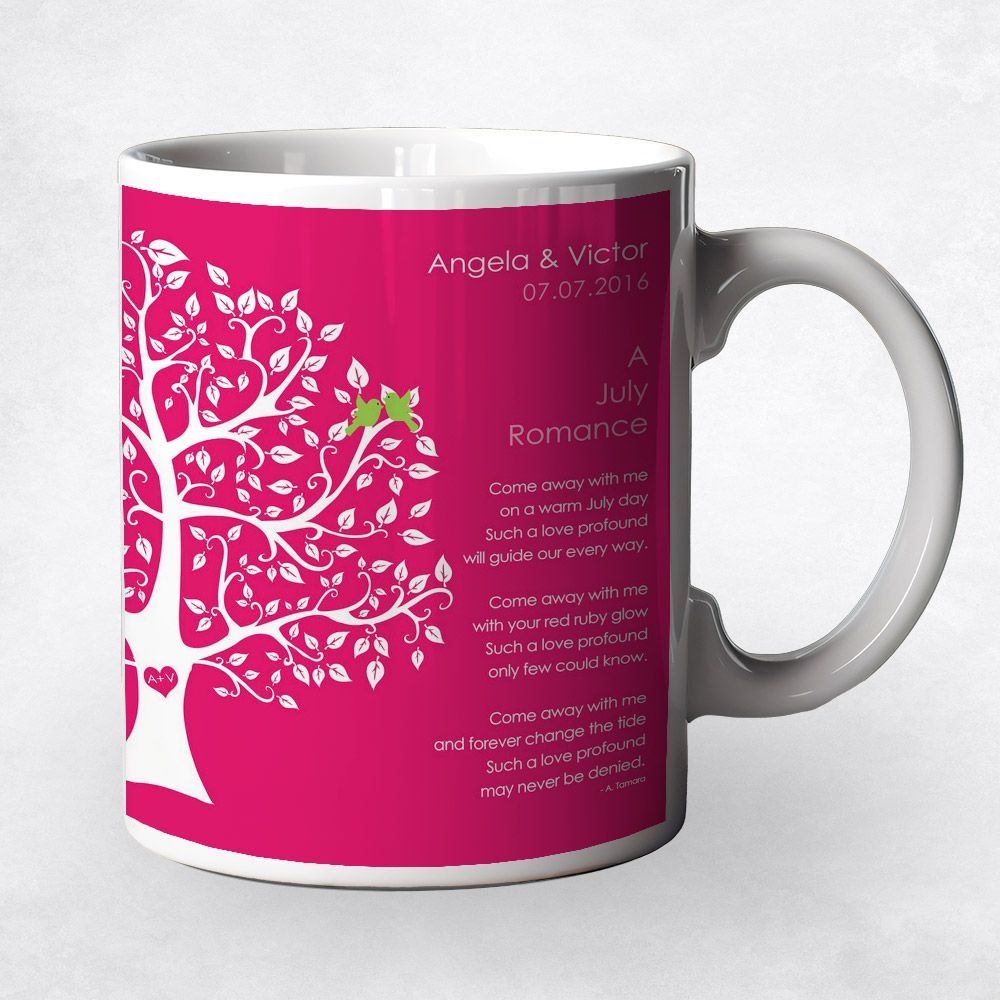White Curly Tree Engagement Coffee Mug Gift for Couple M-1707