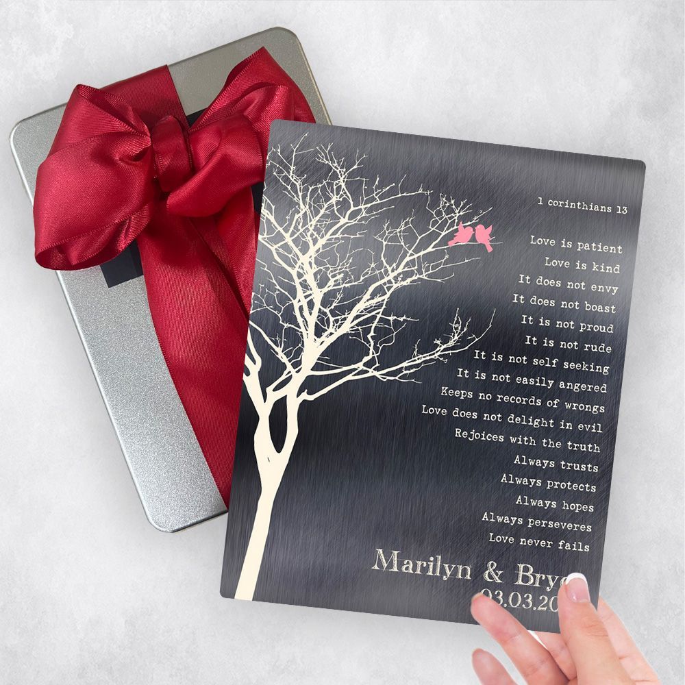 Tin White Branchy Tree 10th Anniversary Gift Delivery Box Gift for Couple TOY-1306