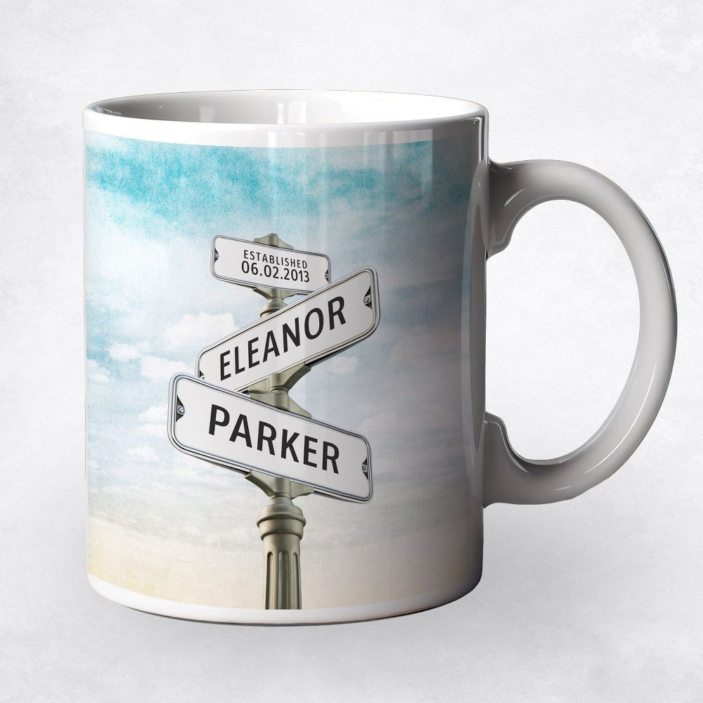Crossroads Signpost 2nd Anniversary Coffee Mug Gift for Couple M-1935