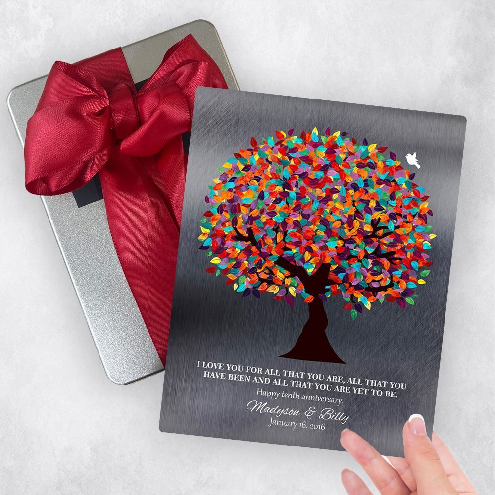 Tin Colorful Spring Tree 10th Anniversary Gift Delivery Box Gift for Couple TOY-1294