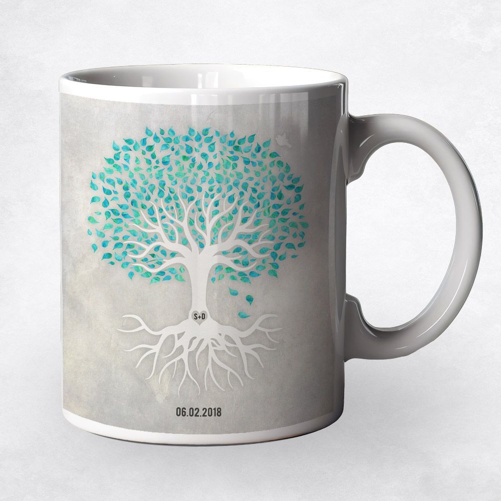White Canopy Tree Anniversary Coffee Mug Gift for Couple M-1536