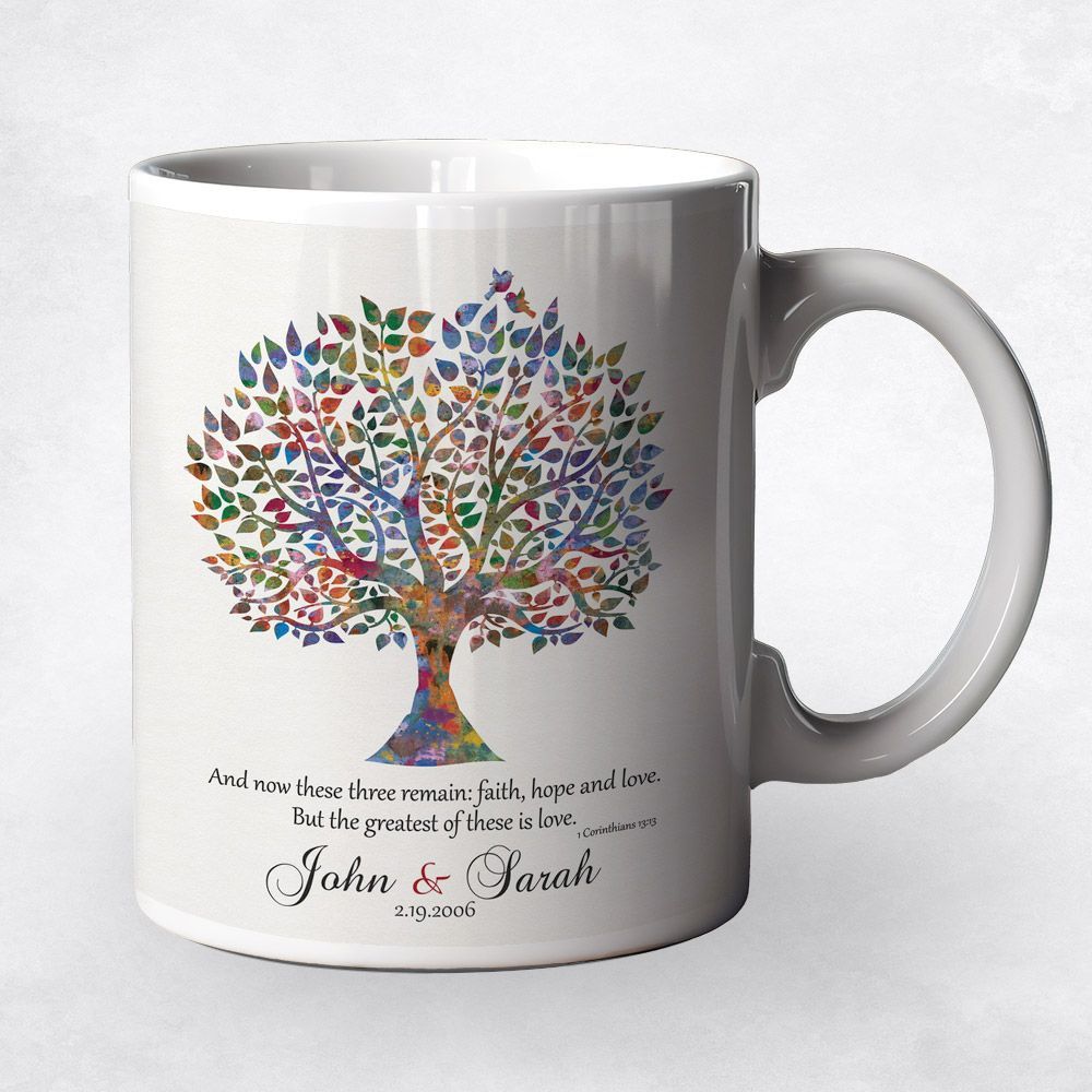 #1 Best Seller - Watercolor Tree  Wedding Coffee Mug Gift for Couple M-1493