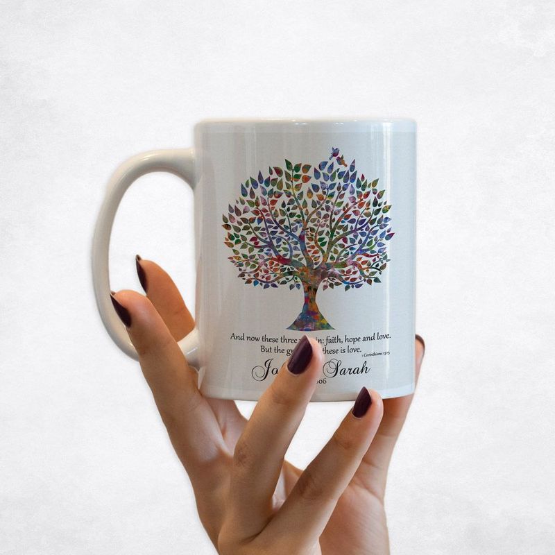 #1 Best Seller - Watercolor Tree  Wedding Coffee Mug Gift for Couple M-1493