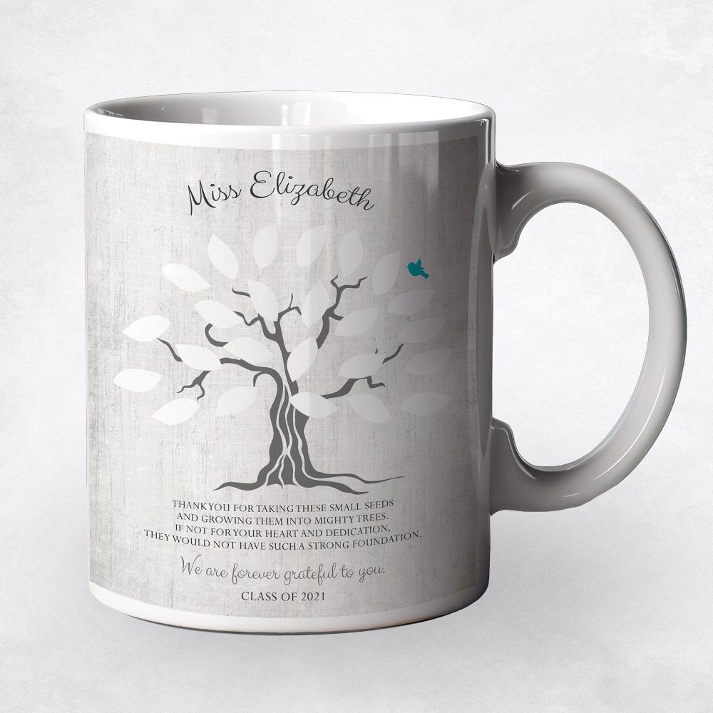 Names in Leaves Teacher Appreciation Coffee Mug Gift for Educator M-1797