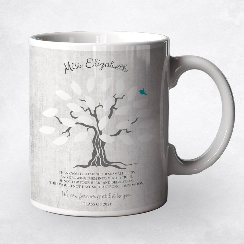 Names in Leaves Teacher Appreciation Coffee Mug Gift for Educator M-1797