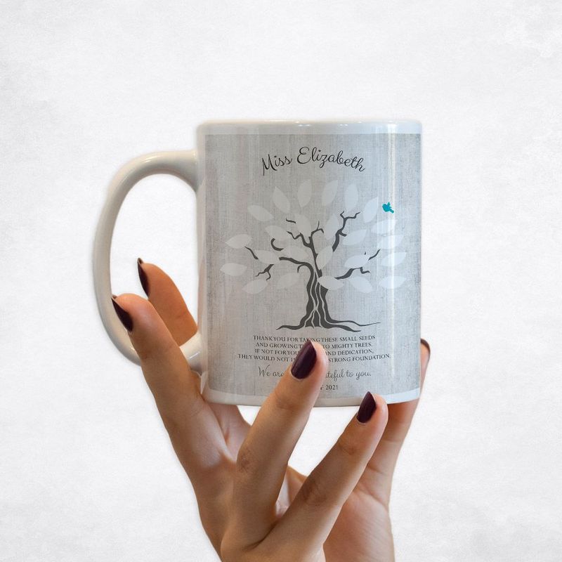 Names in Leaves Teacher Appreciation Coffee Mug Gift for Educator M-1797