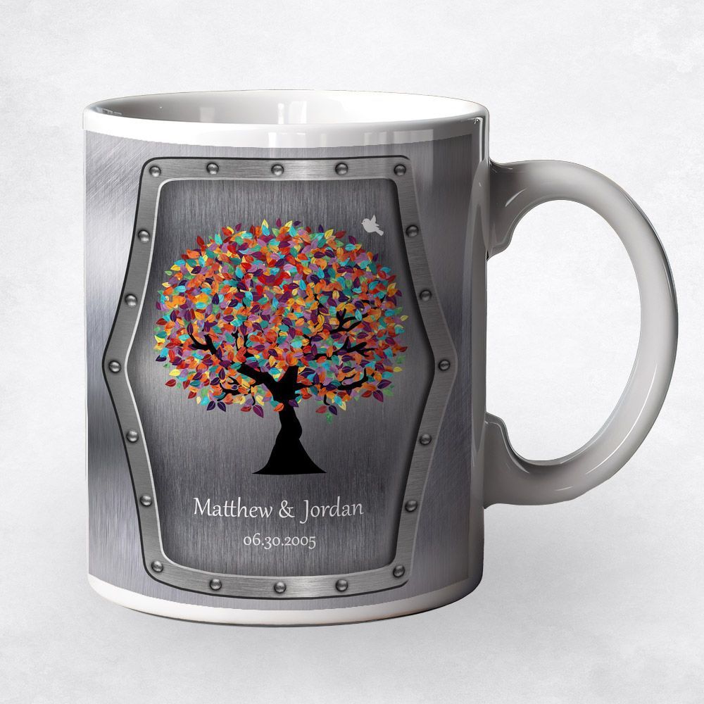 Steel Colorful Spring Tree 11th Anniversary Coffee Mug Gift for Couple M-1376