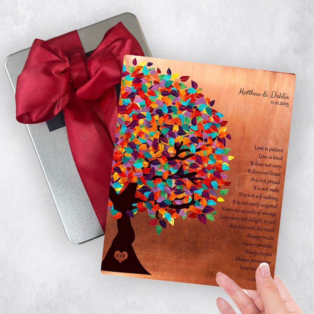 #1 Best Seller - Copper Half Spring Tree 7th Anniversary Gift Delivery Box Gift for Couple TOY-1403