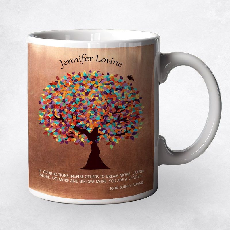 #1 Best Seller - Copper Colorful Spring Tree Leadership Appreciation Coffee Mug Gift for Mentor M-1429