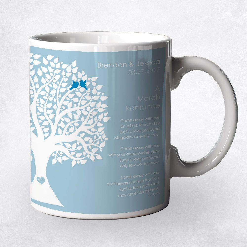 Half Silhouette Tree Engagement Coffee Mug Gift for Couple M-1703