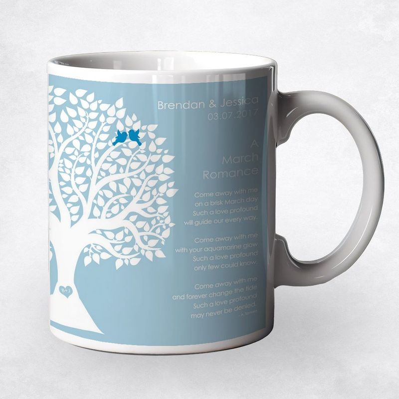 Half Silhouette Tree Engagement Coffee Mug Gift for Couple M-1703