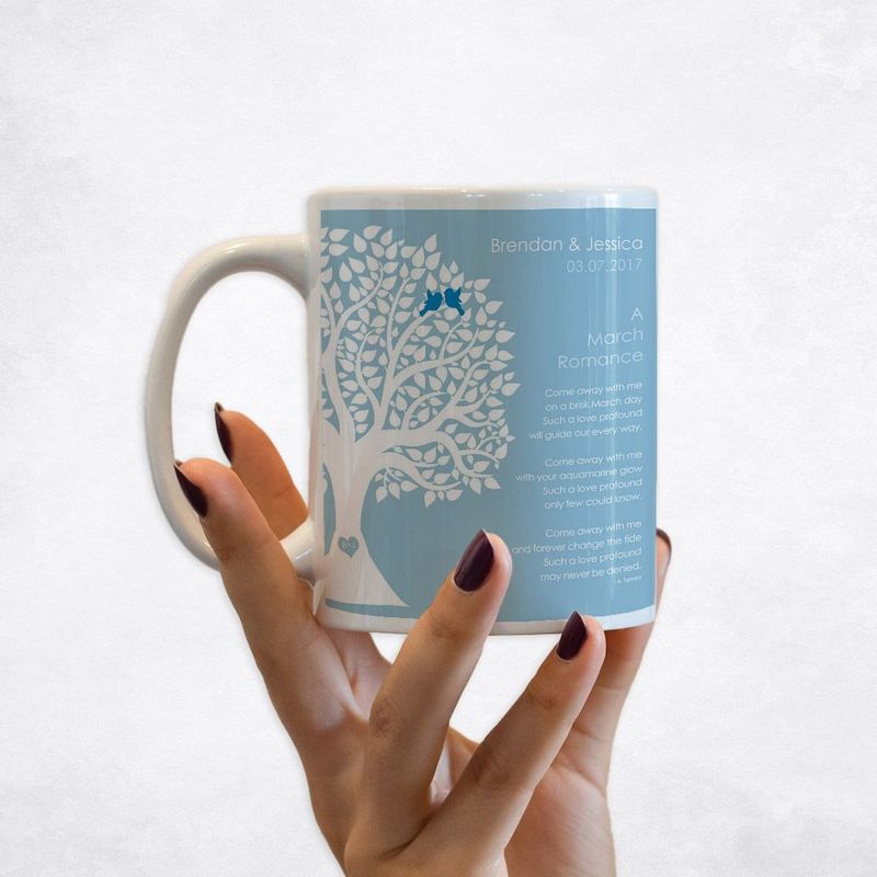 Half Silhouette Tree Engagement Coffee Mug Gift for Couple M-1703