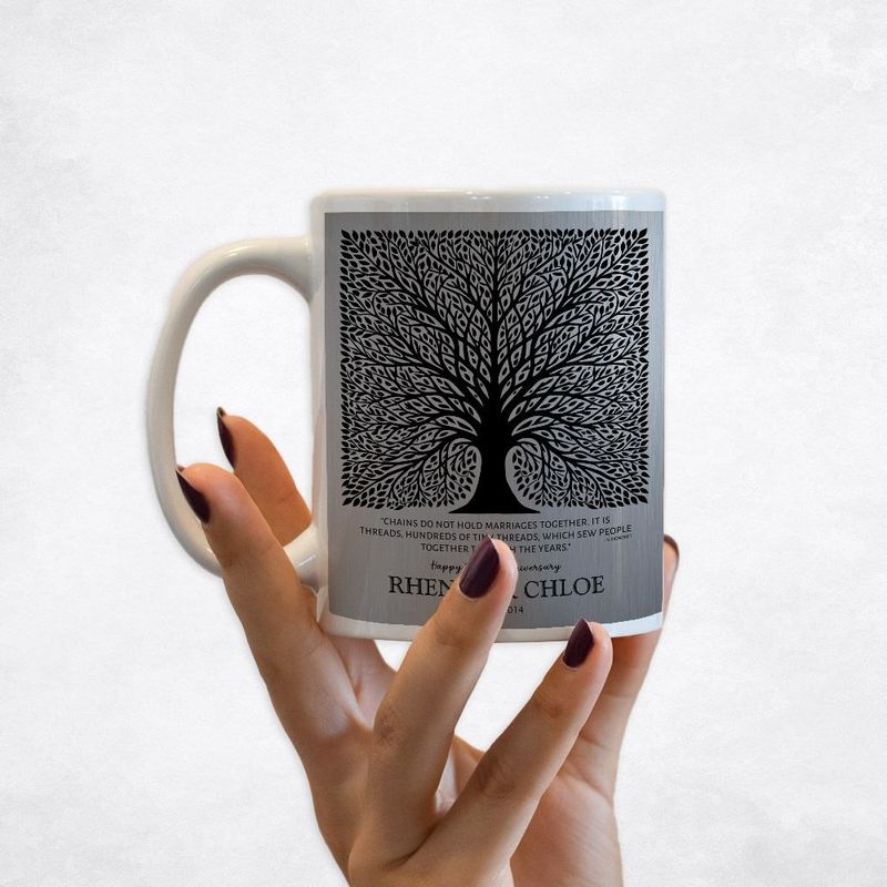 #1 Best Seller - Tin Elaborate Square Tree 10th Anniversary Coffee Mug Gift for Couple M-1583