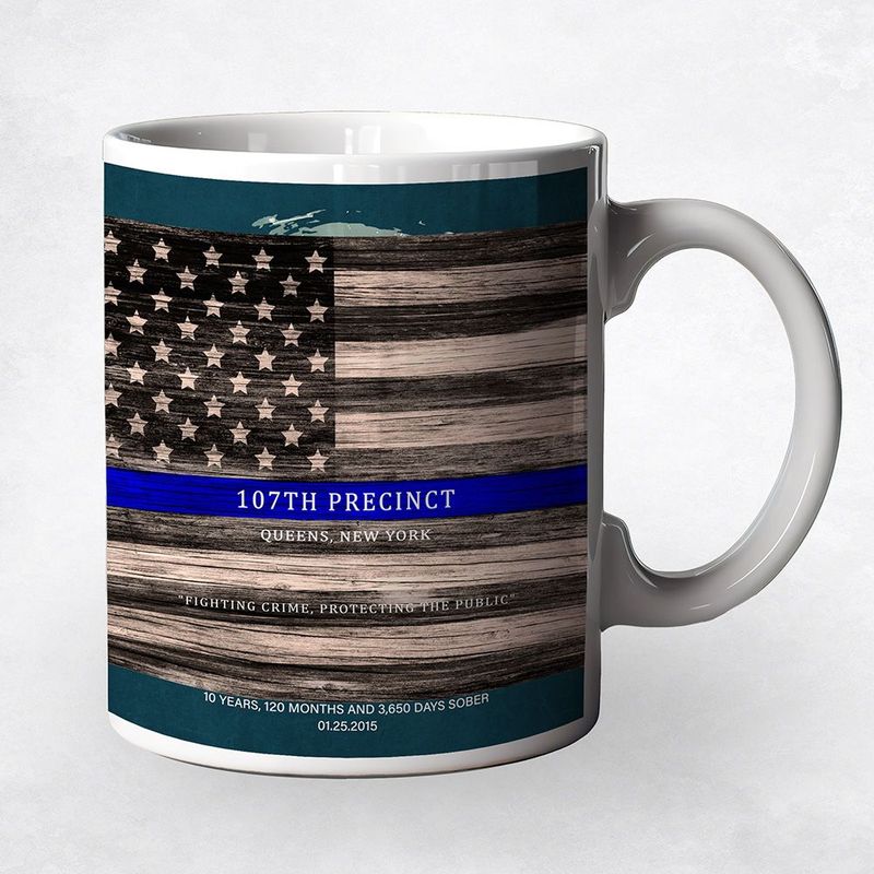 Tin Thin Blue Line American Flag Recognition Coffee Mug Gift for Police M-2111
