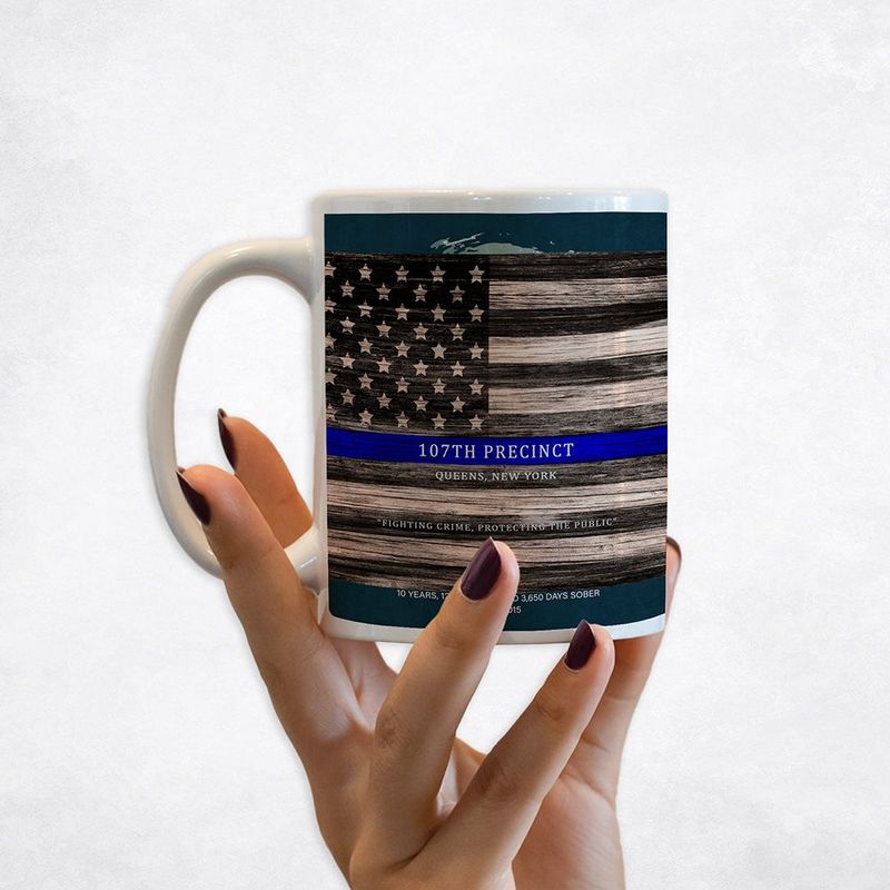Tin Thin Blue Line American Flag Recognition Coffee Mug Gift for Police M-2111