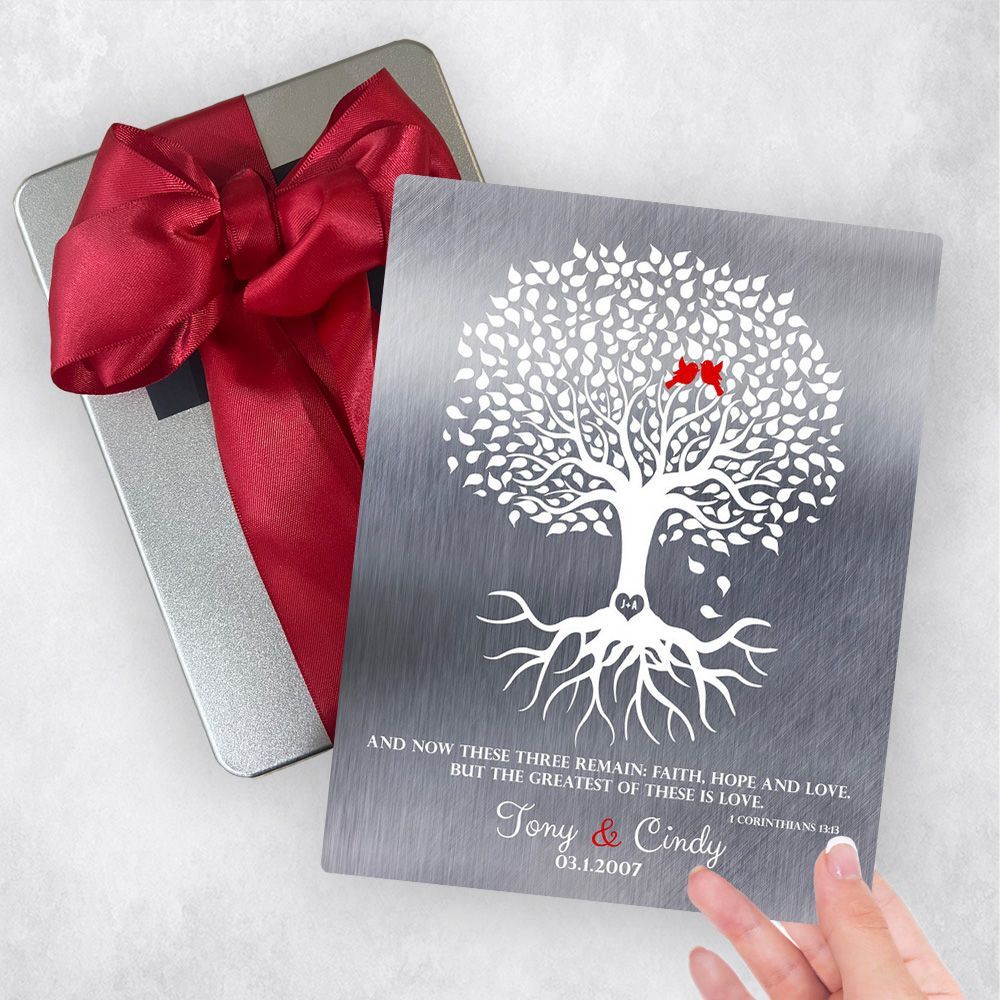 #1 Best Seller - Tin White Rooted Tree 10th Anniversary Gift Delivery Box Gift for Couple TOY-1216