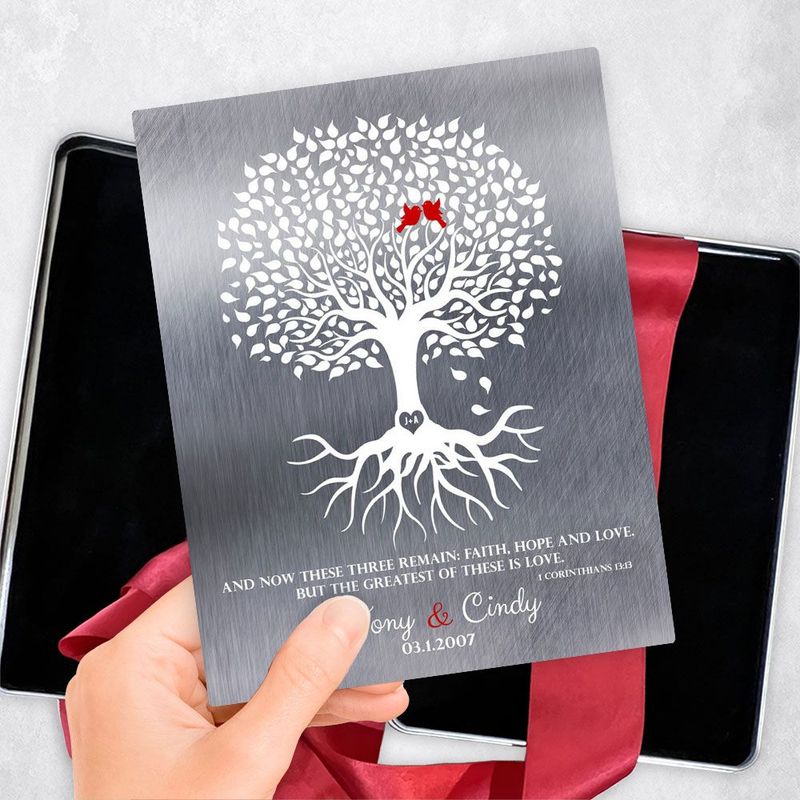 #1 Best Seller - Tin White Rooted Tree 10th Anniversary Gift Delivery Box Gift for Couple TOY-1216