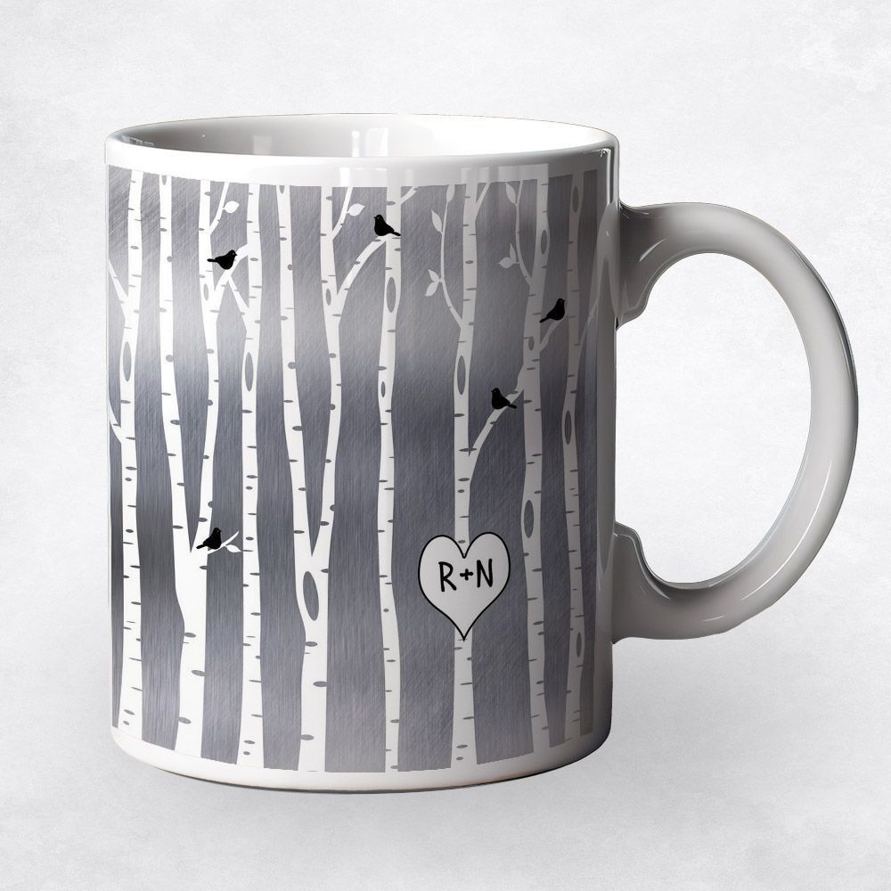 Tin Birch Tree Forest 10th Anniversary Coffee Mug Gift for Couple M-1503