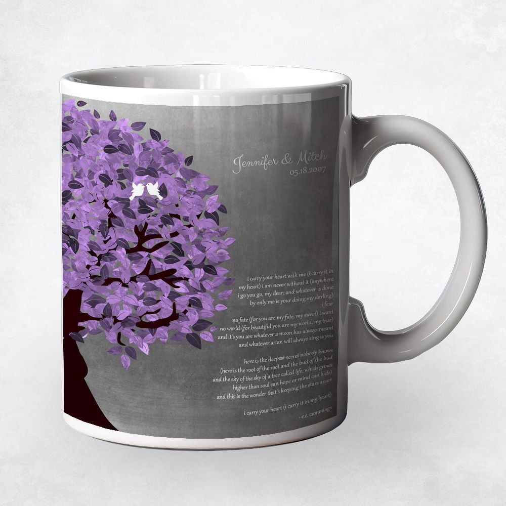 Tin Half Purple Tree 10th Anniversary Coffee Mug Gift for Couple M-1483
