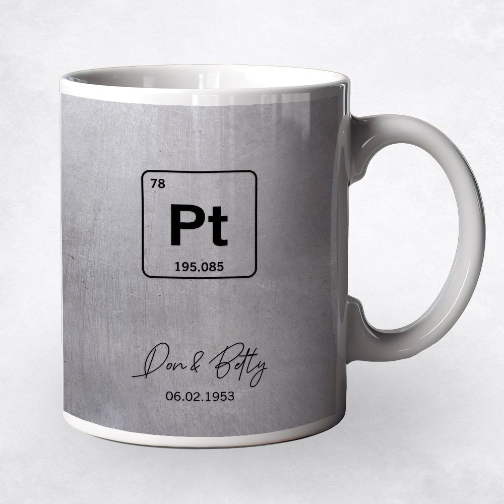 #1 Best Seller - Platinum Periodic Table Element 20th Anniversary Coffee Mug Gift for Couple M-1918