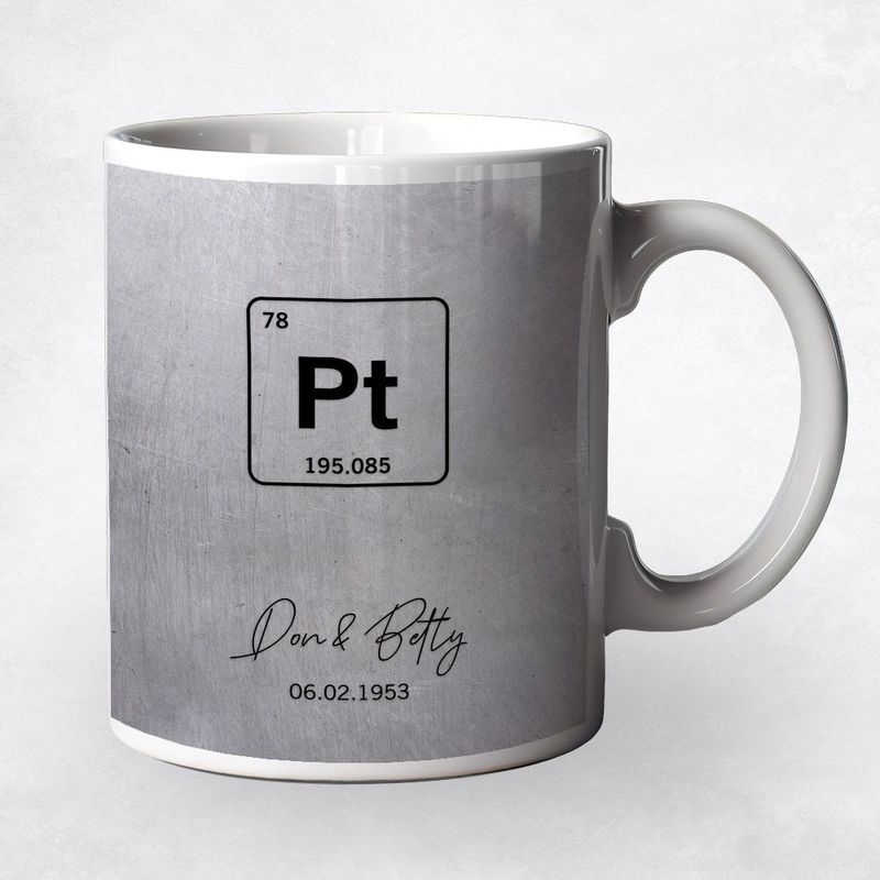 #1 Best Seller - Platinum Periodic Table Element 20th Anniversary Coffee Mug Gift for Couple M-1918