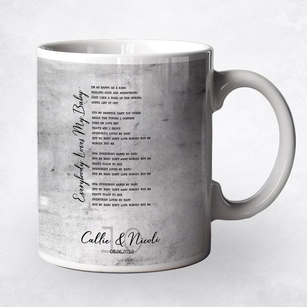 Tarnished Tin Our Song Lyrics 10th Anniversary Coffee Mug Gift for Couple M-1906