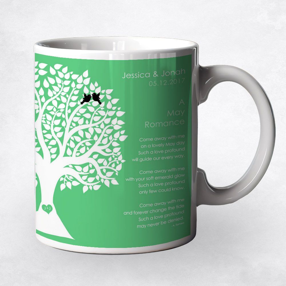Half Silhouette Tree Engagement Coffee Mug Gift for Couple M-1705