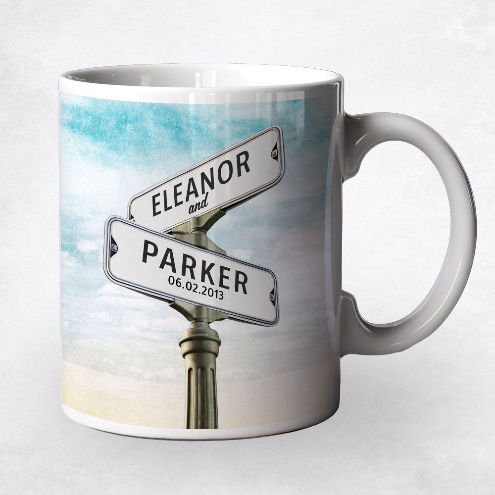Crossroads Signpost 2nd Anniversary Coffee Mug Gift for Couple M-1934