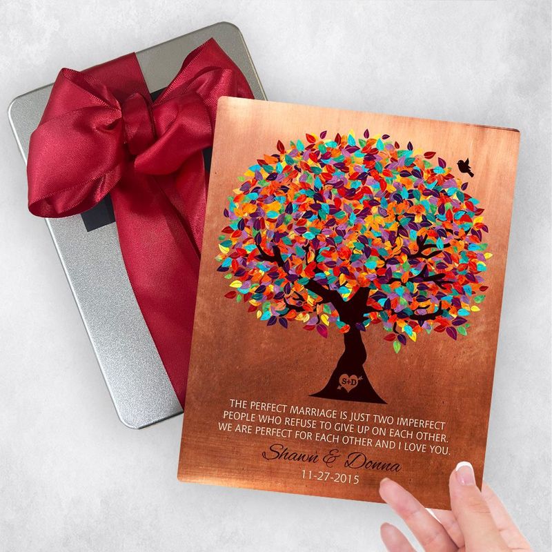 #1 Best Seller - Copper Spring Tree 7th Anniversary Gift Delivery Box Gift for Couple TOY-1171