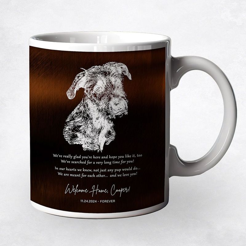 Gold New Pet Adoption Etched Photo Pet Anniversary Coffee Mug Gift for Family M-2137