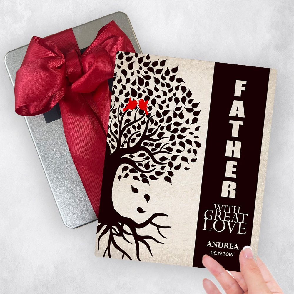 Father Side Tree With Roots Metal Plaque Family Gift Delivery For Dad Toy-1228