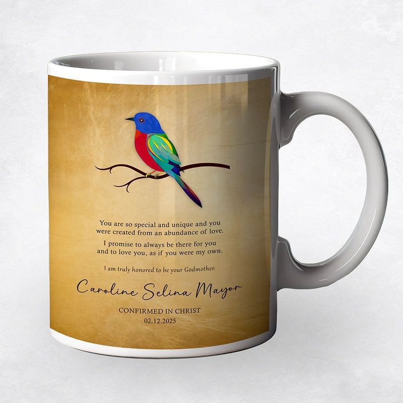 #1 Best Seller - Gold Painted Bunting Confirmation Faith Milestone Coffee Mug Gift for Child M-2115