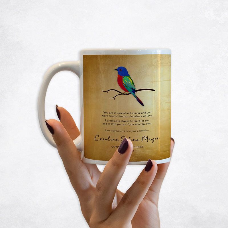 #1 Best Seller - Gold Painted Bunting Confirmation Faith Milestone Coffee Mug Gift for Child M-2115
