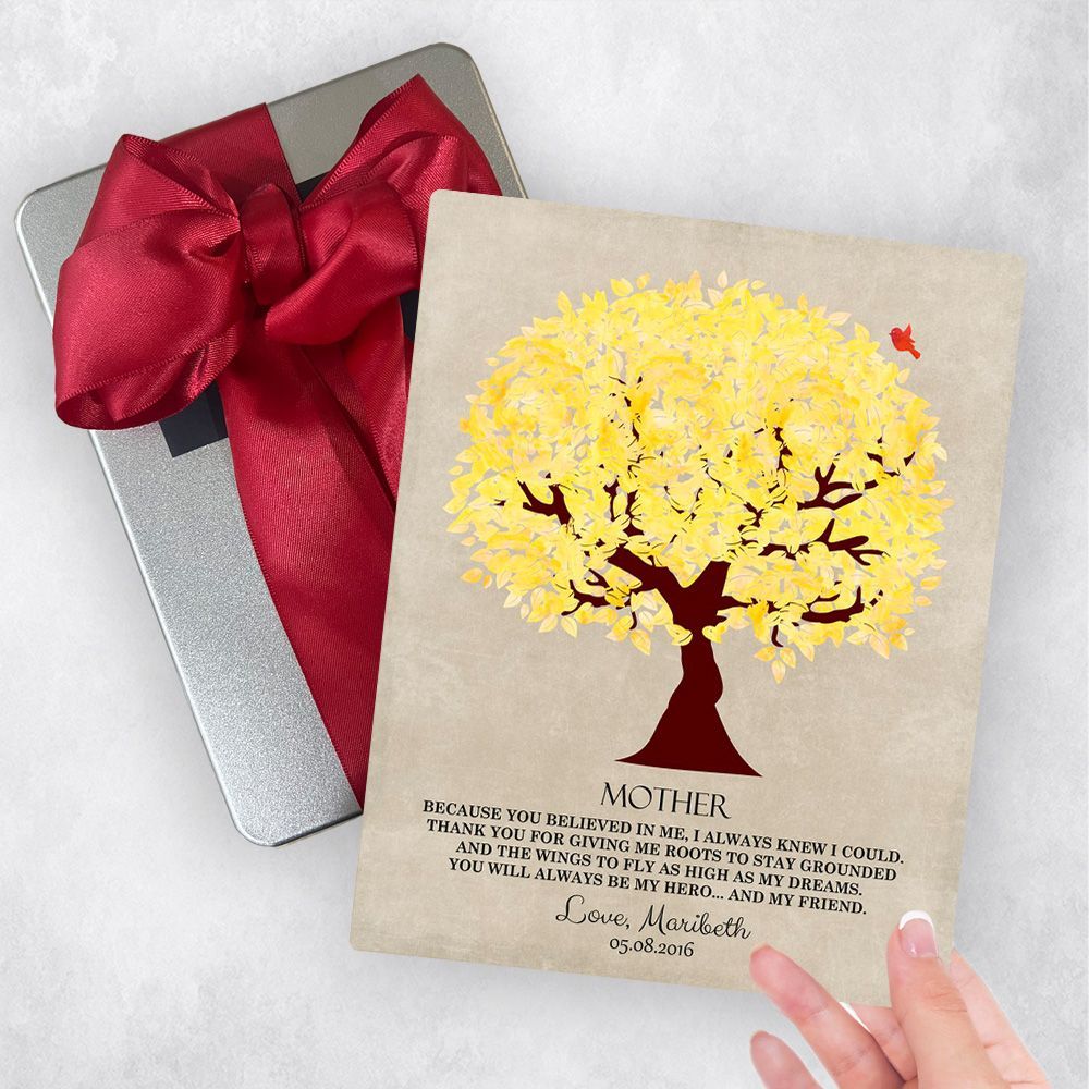 Yellow Tree Metal Plaque Family Gift Delivery For Mother Toy-1240