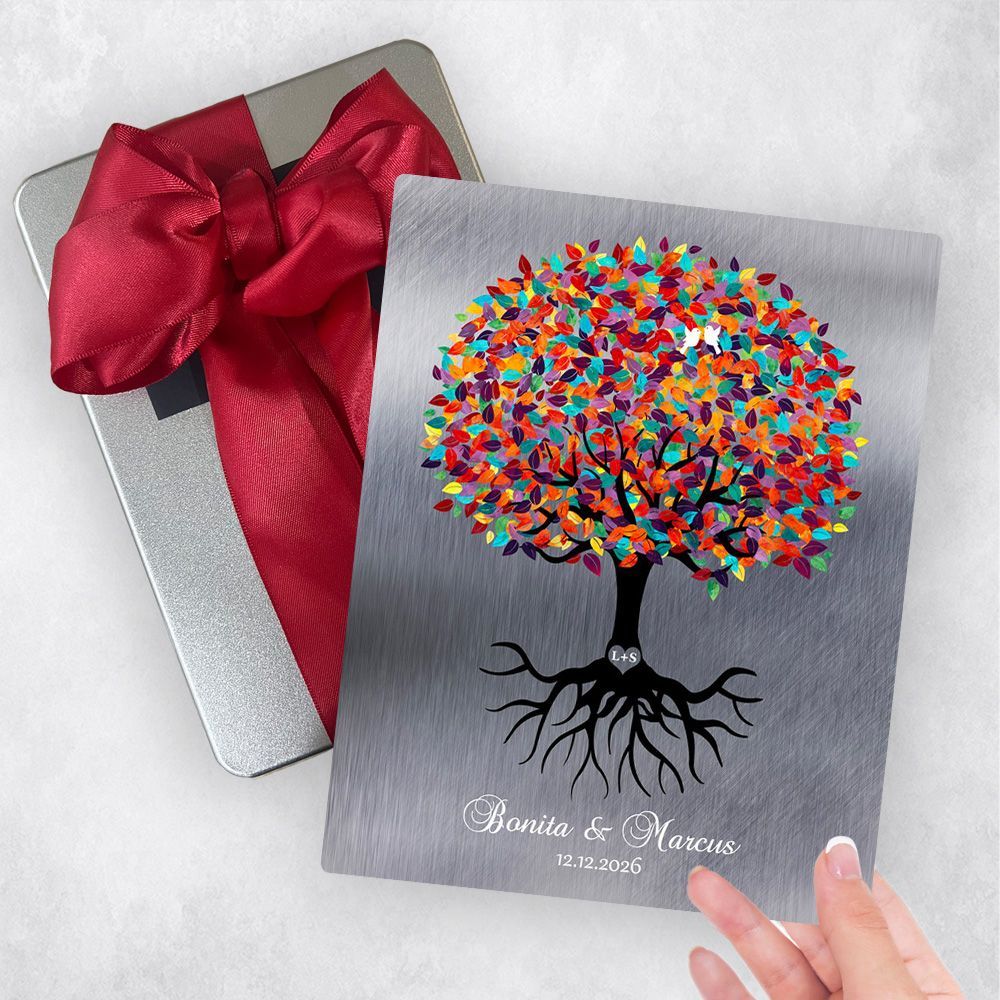 Tin Colorful Tree with Roots Engagement Gift Delivery Box Gift for Couple TOY-1423